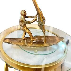 Vintage Brass Windsurfer Sculpture – Mid Century Modern Nautical Art
